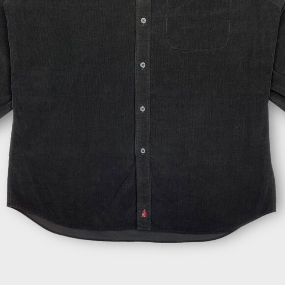 VTG Nordstrom Shirt Mens Medium Nautical Velour Corduroy Relaxed Black Sailing - Picture 5 of 14